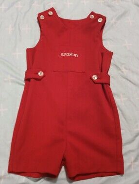 Givenchy By Imp Toddler Red Pinafore Shorts Romper